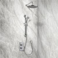 Rina Slide Shower Rail Kit with EcoStyle Dual Valve, 250mm Head & Wall Outlet 