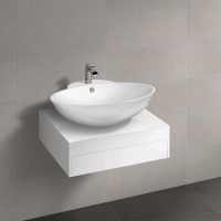 800mm Wall Hung Vanity Unit & Countertop Basin - White Single Drawer - Barletta Range