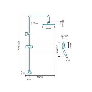 Rina Riser Slide Shower Rail Kit with Larkin Valve 