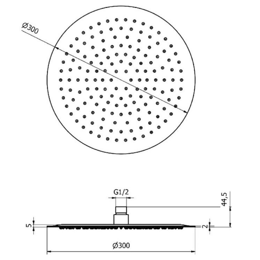 Grade A1 - 300mm Round Ultra Slim Wall Mounted Shower Head