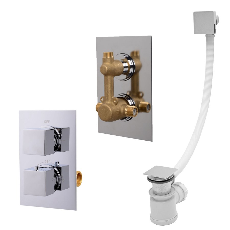 Concealed Dual Control Shower Valve with Bath Filler & Sprung Waste and Overflow