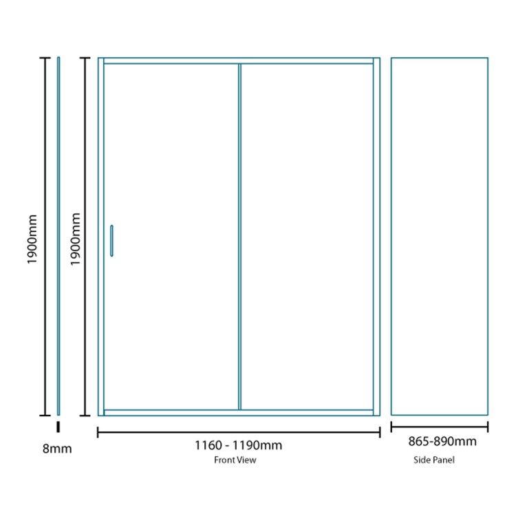 Sliding Door Enclosure 1200 x 900mm - 8mm Glass - AquaFloe Iris Range