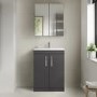 Athena Gloss Grey 600mm Two Door Vanity Unit