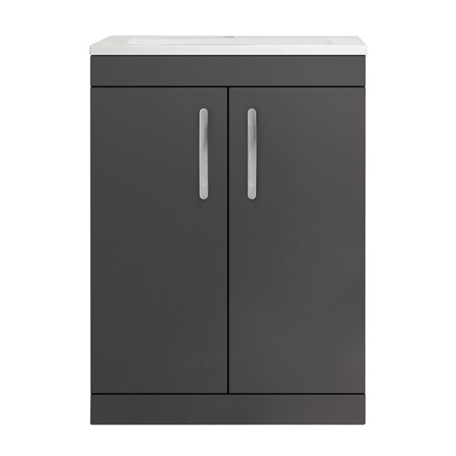 Athena Gloss Grey 600mm Two Door Vanity Unit