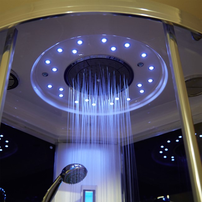 900 Quadrant Steam Shower Cabin with 6 Body Jets with Round and Square Handsets