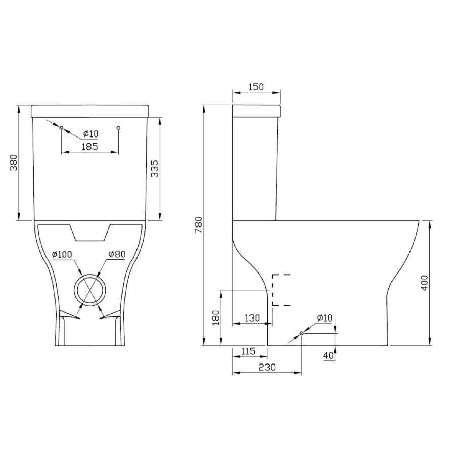 Close Coupled Short Projection Toilet with Soft Close Seat - Austin