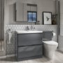 1300mm Dark Grey Toilet and Sink Unit with Round Toilet- Portland