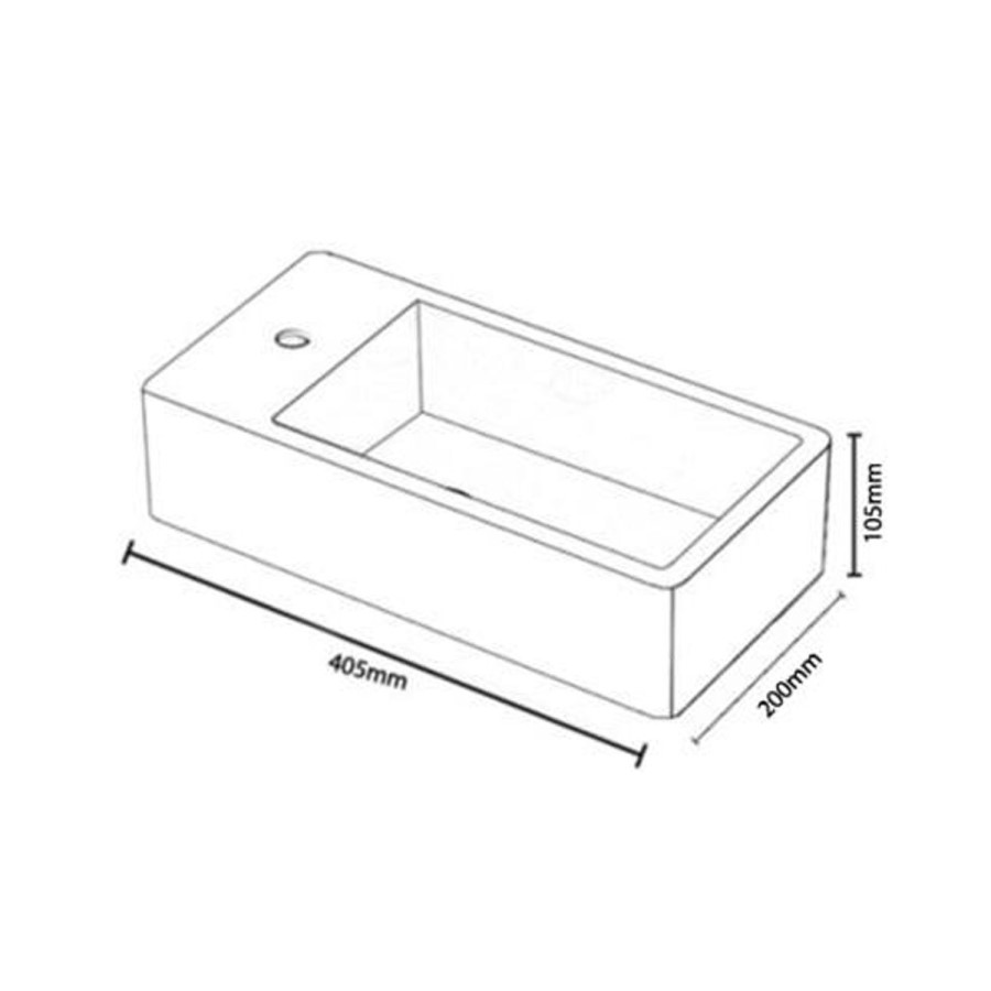 GRADE A1 - Wall Hung Cloakroom Basin Left Hand 405mm - Detroit