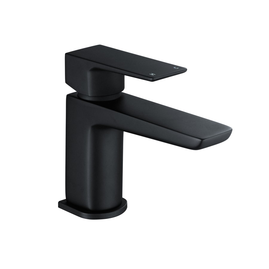 Detroit Wall Hung Basin With Matt Black Bottle Trap & Basin Mixer With Waste - Zana