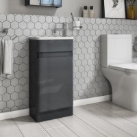 400mm Dark Grey Cloakroom Vanity Unit with Basin - Portland