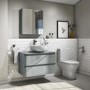 800mm Light Grey Gloss Wall Hung 2 Drawer Countertop Vanity Unit - Portland