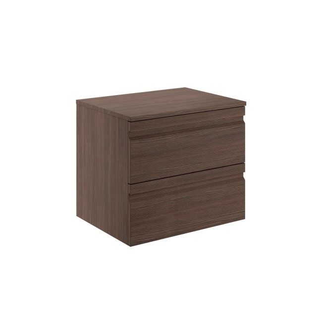 600mm Wall Hung 2 Drawer Vanity Unit Dark Oak - Boston