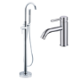 Chrome Freestanding Bath Shower Mixer and Basin Tap Set - Arissa