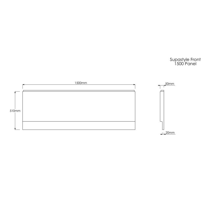 GRADE A1 - 1500mm Acrylic Bath Front Panel with Plinth - Supastyle