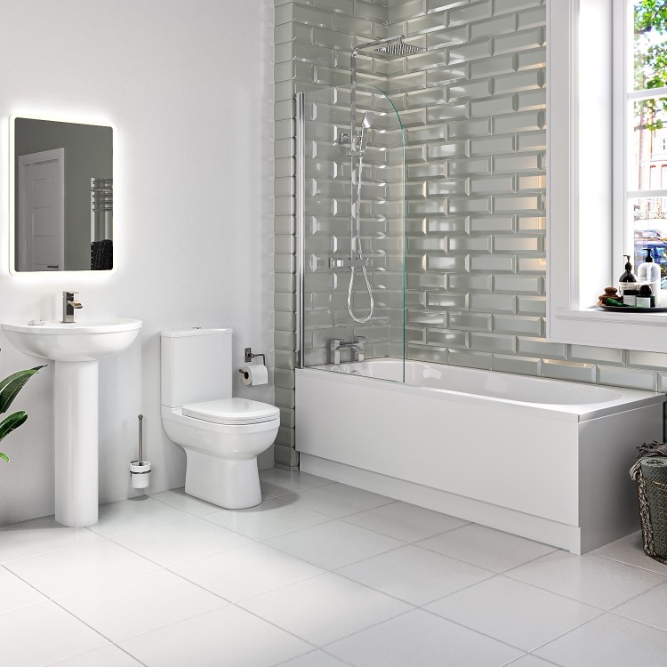 1600mm Shower Bath Suite with Toilet Basin & Panels - Alton