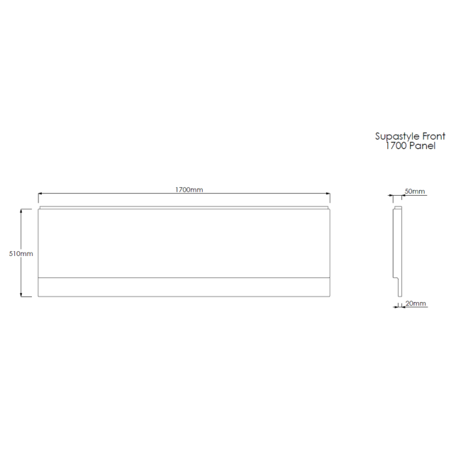 Single Ended Shower Bath with Front Panel & Chrome Bath Screen with Towel Rail 1700 x 700mm - Alton