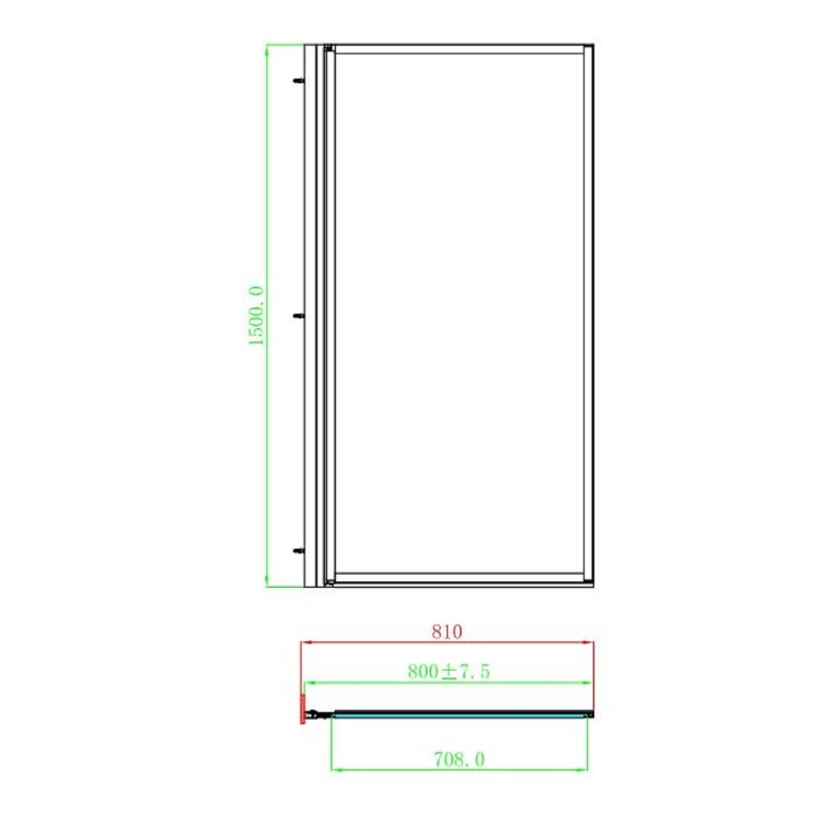 Single Ended Shower Bath with Front Panel & Black Framed Bath Screen 1700 x 700mm - Alton