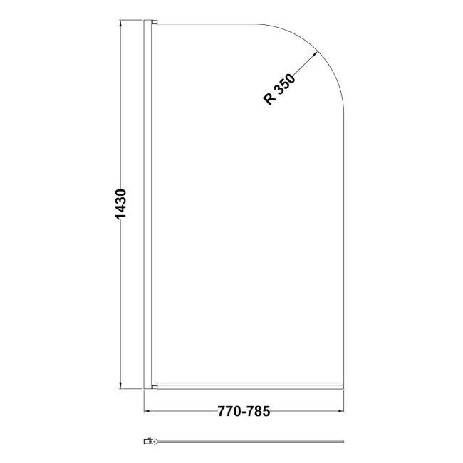 Single Ended Shower Bath with Front Panel & Brushed Brass Screen 1700 x 700mm - Alton