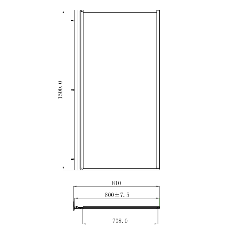 Single Ended Shower Bath with Front Panel & Black Framed Bath Screen 1500 x 700mm - Rutland