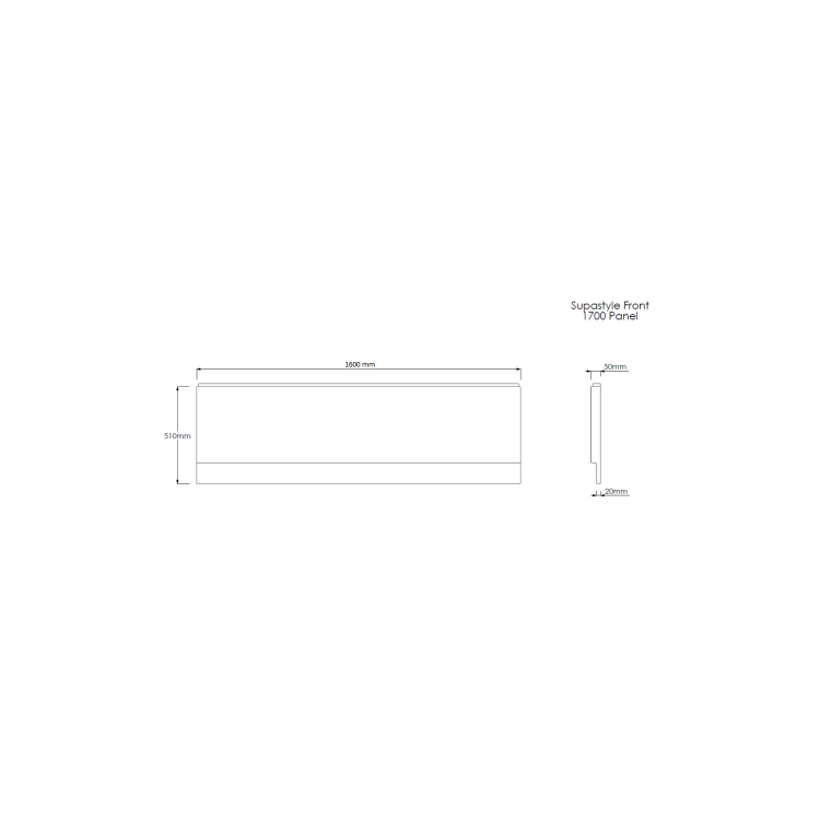 Rutland Single Ended Square Bath with Front Panel & Black Grid Screen - Left Hand 1600 x 700