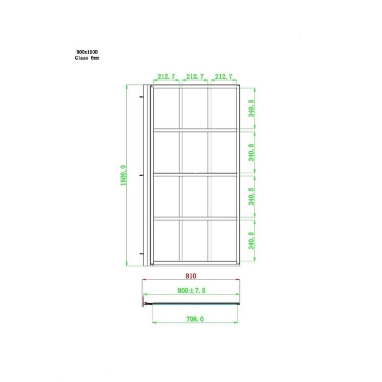 Rutland Single Ended Square Bath with Front Panel & Black Grid Screen - Left Hand 1600 x 700