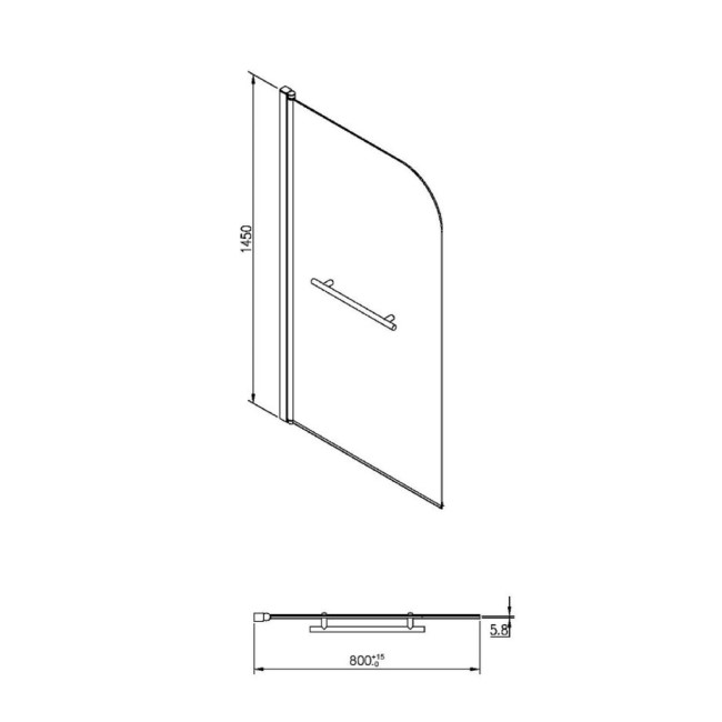 Single Ended Shower Bath with Front Panel & Chrome Bath Screen with Towel Rail 1600 x 700mm - Rutland