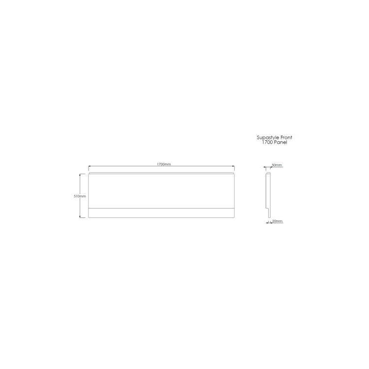 Rutland Single Ended Square Bath with Front Panel & Black Grid Screen - Right Hand 1700 x 700