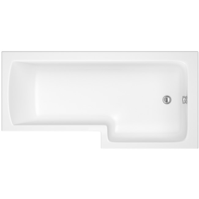 L Shape Shower Bath Left Hand with Front Panel & Brushed Brass Screen 1500 x 850mm - Lomax