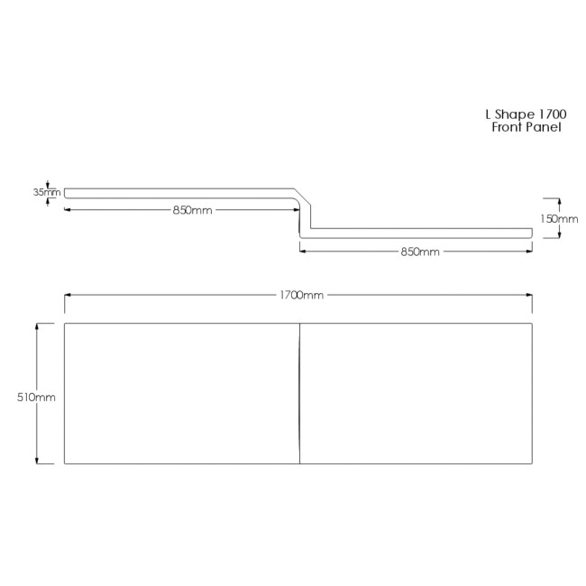 1700mm L Shaped Acrylic Bath Front Panel - Lomax