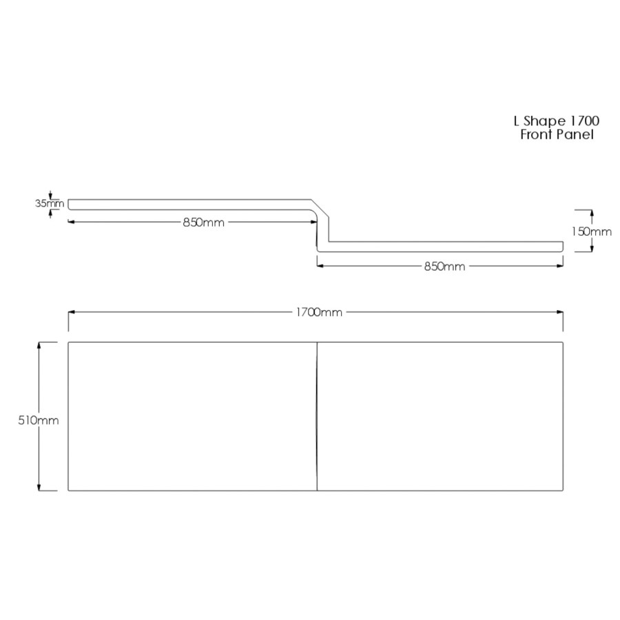 L Shape Shower Bath Left Hand with Front Panel & Chrome Bath Screen with Towel Rail 1700 x 850mm - Lomax