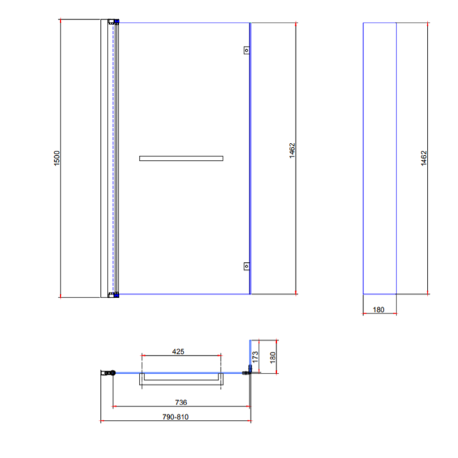 L Shape Shower Bath Left Hand with Front Panel & Chrome Bath Screen with Towel Rail 1700 x 850mm - Lomax