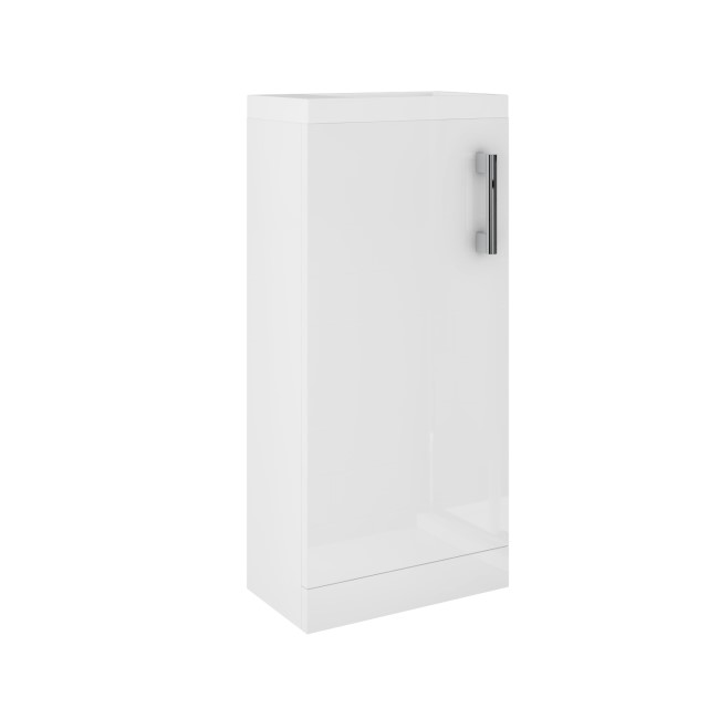 400mm White Cloakroom Freestanding Vanity Unit with Basin and Chrome Handle - Ashford