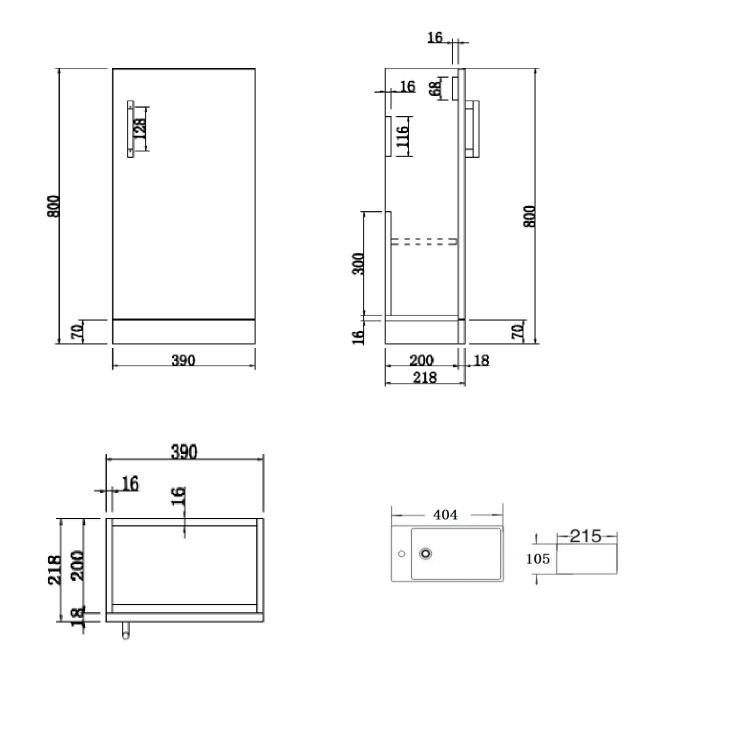 400mm Grey Cloakroom Freestanding Vanity Unit with Basin and Chrome Handle - Ashford