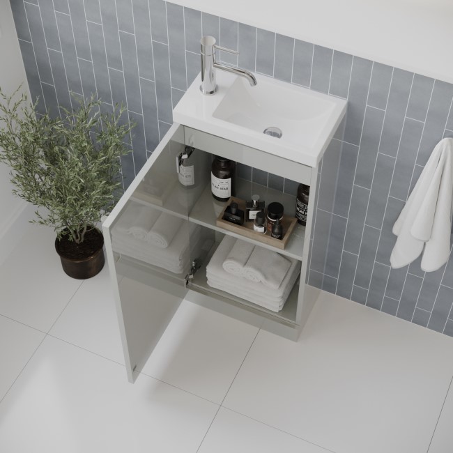 Cloakroom Suite with Grey Vanity Unit Small Basin & Close Coupled Toilet - Ashford