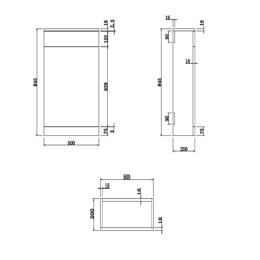 500mm Wood Effect Back to Wall Toilet Unit Only - Ashford