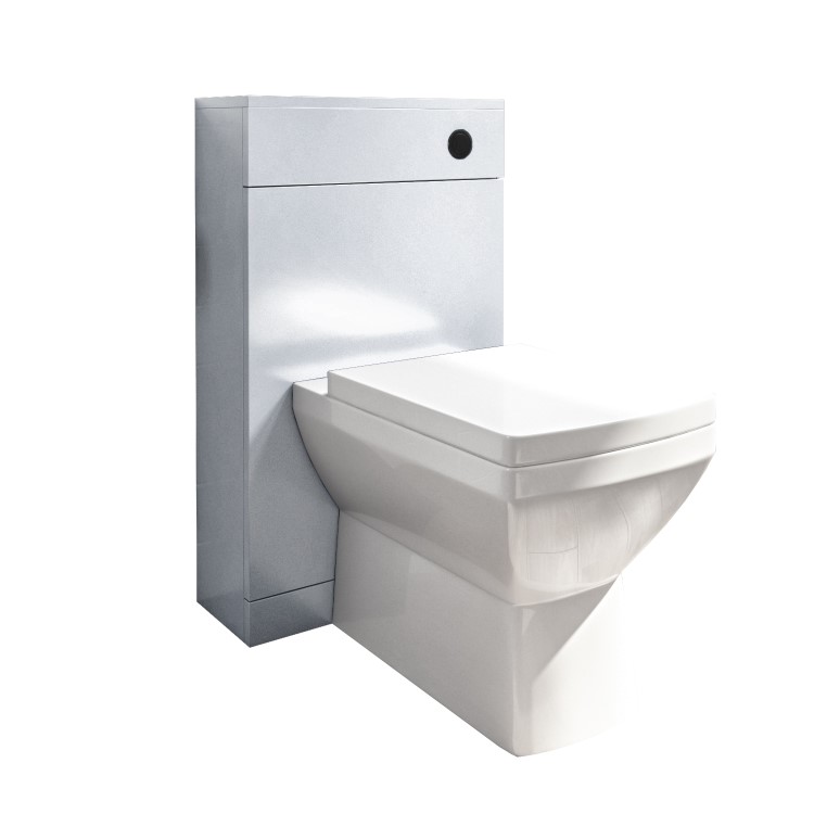 500mm White Back to Wall Toilet Unit and black fittings - Ashford