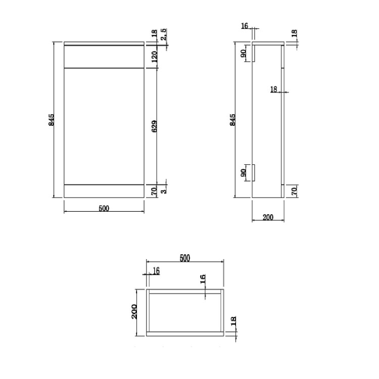 500mm Grey Back to Wall Toilet Unit and black fittings - Ashford