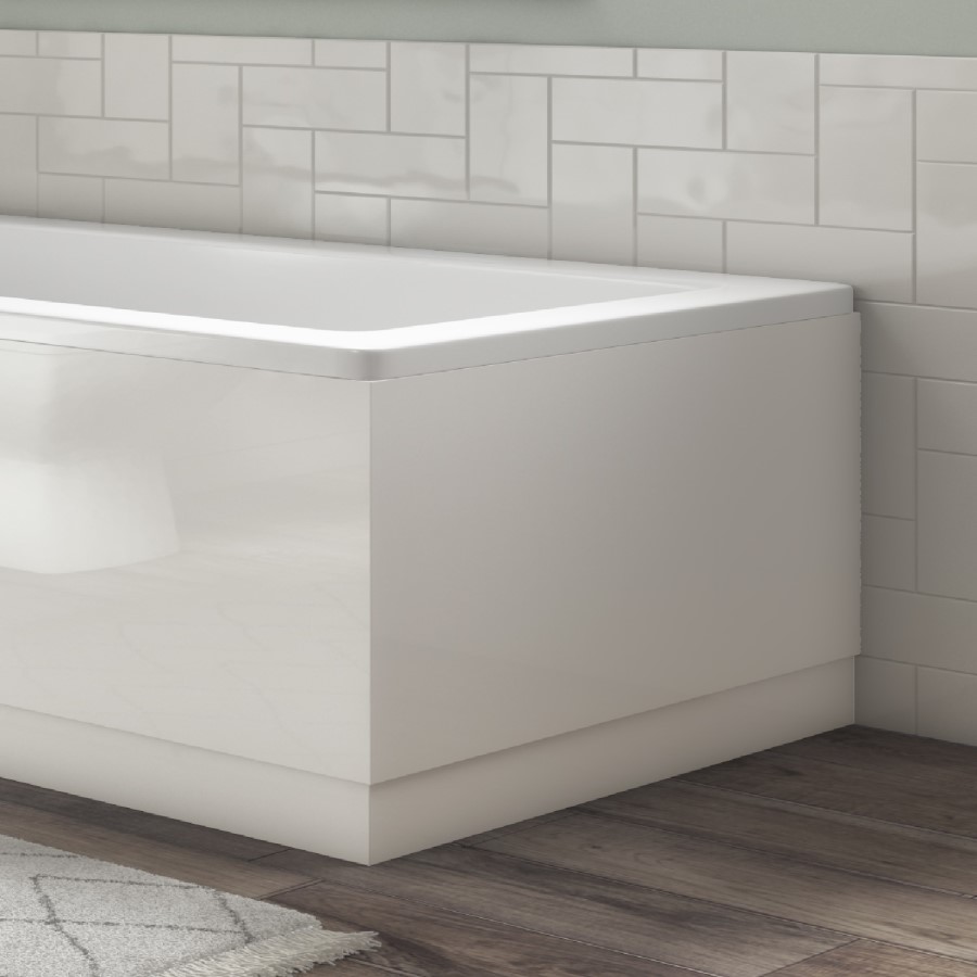 1700mm x 700mm Wooden White Gloss Bath Panel Pack - Ashford