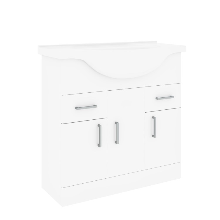 850mm White Freestanding Vanity Unit with Basin - Classic