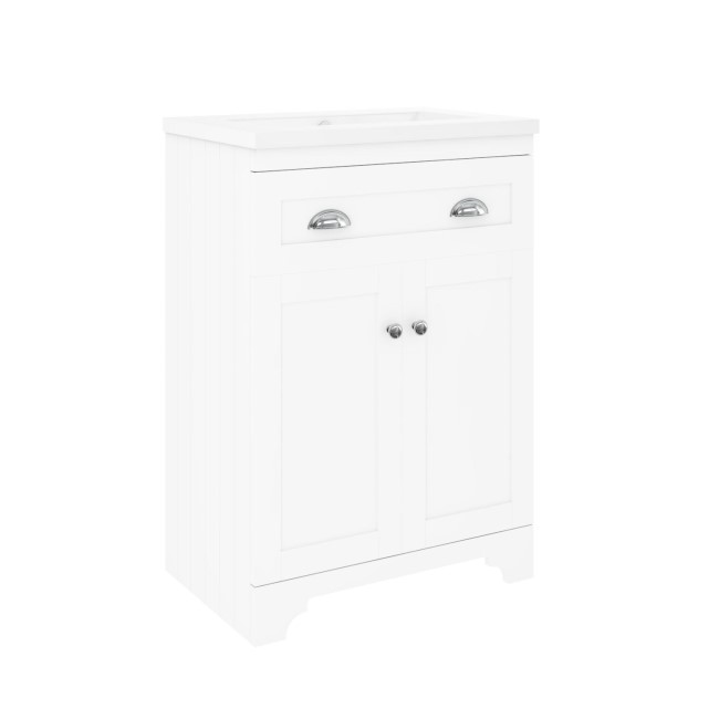 600mm White Freestanding Vanity Unit with Basin - Baxenden