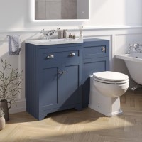 1100mm Blue Toilet and Sink Unit with Traditional Toilet - Baxenden