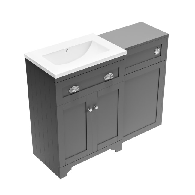 1100mm Grey Toilet and Sink Unit with Traditional Toilet - Baxenden