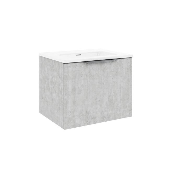 600mm Concrete Effect Wall Hung Vanity Unit with Gloss Basin - Sion