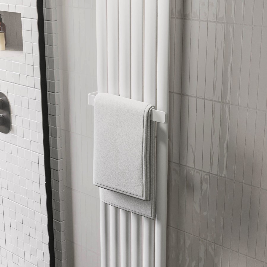 White Vertical Single Panel Radiator with Towel Bar 1600 x 360mm - Margo