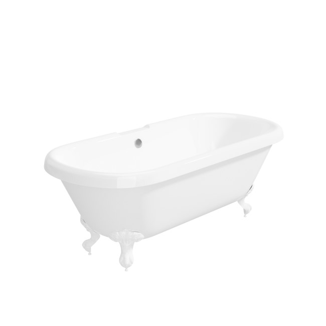 Freestanding Double Ended Roll Top Bath with White Feet 1515 x 740mm - Park Royal