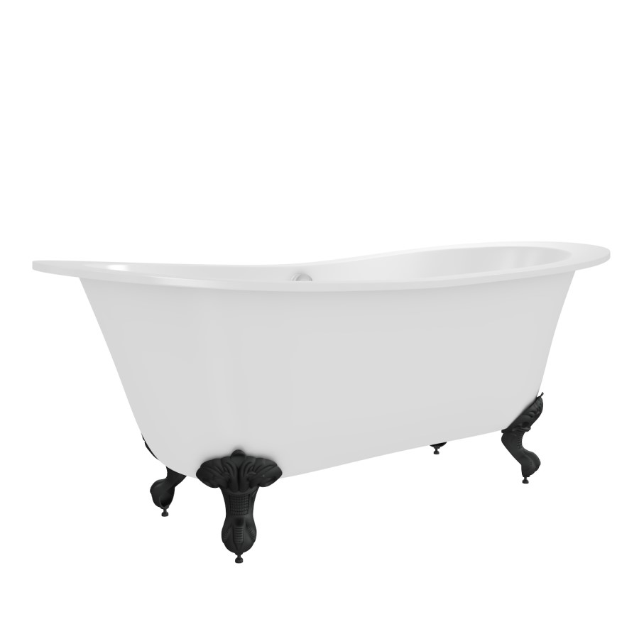 Freestanding Double Ended Slipper Bath with Black Feet 1700 x 745mm - Park Royal