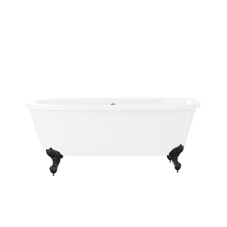 Freestanding Double Ended Back to Wall Bath with Black Feet - 1700 x 745mm - Park Royal