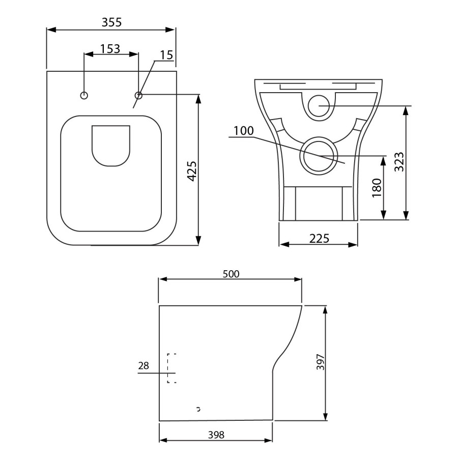 1100mm Grey Toilet and Sink Unit Right Hand with Square Toilet - Florence