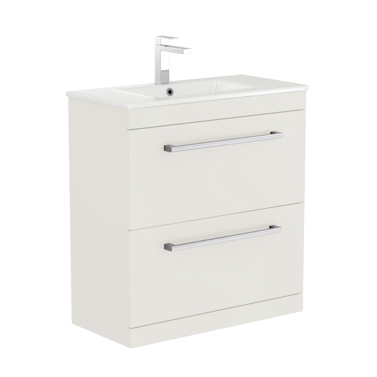 Grade A1 - 800mm White Freestanding Vanity Unit with Basin and Chrome Handles - Ashford