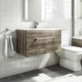 800mm Wood Effect Wall Mounted Vanity Unit and Basin - Ashford